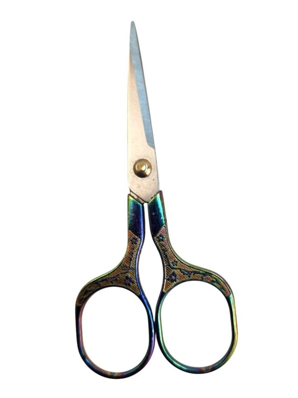 Ornate Embroidery Scissors Iridescent Handle Vintage Sewing Shears Craft Tool - Picture 8 of 12